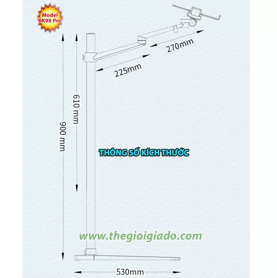 Giá đỡ LAPTOP tay dài KIÊM giá đỡ MÁY TÍNH BẢNG có chân đế BK-9X Pro